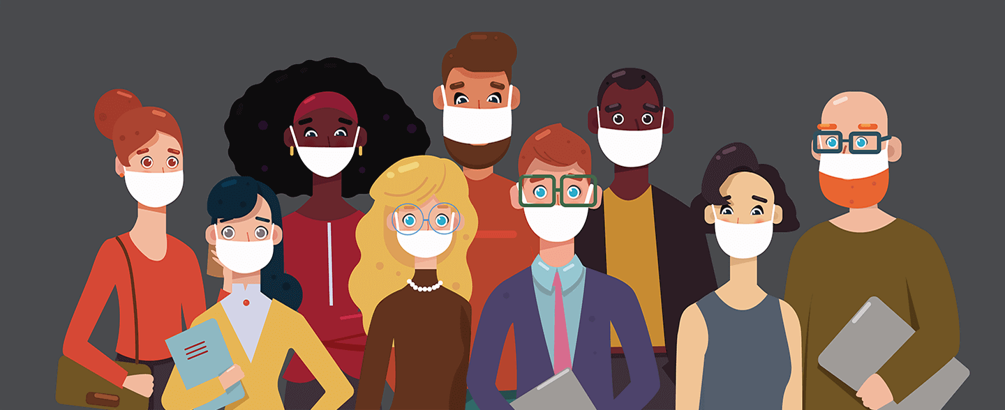 Group of people wearing masks