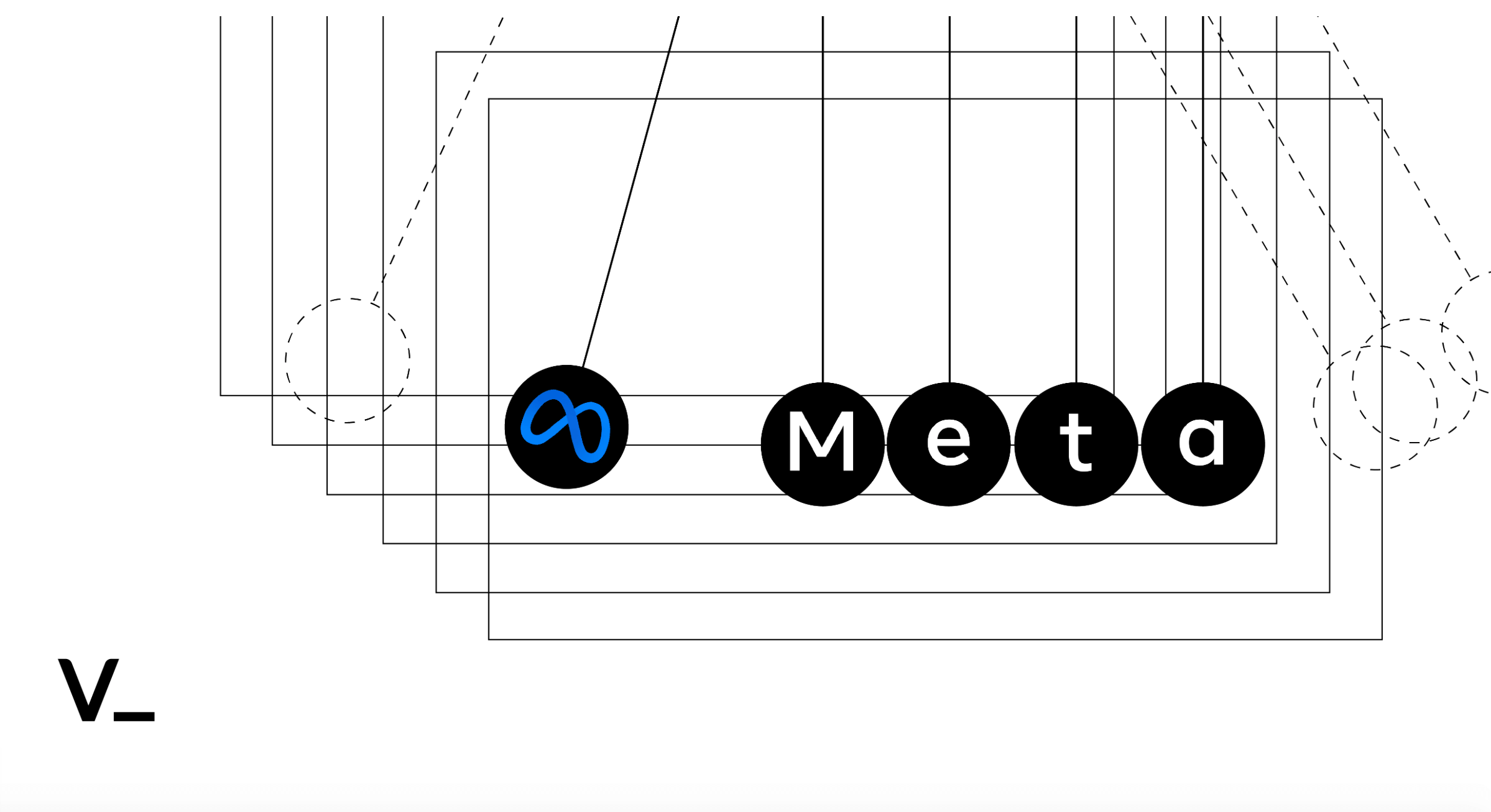 meta logo on swinging balls